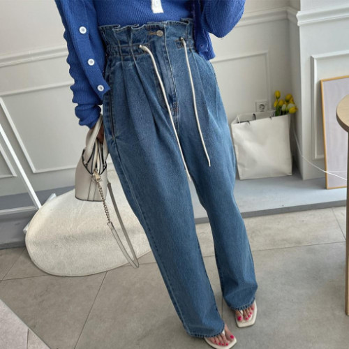 Bud drawstring denim trousers