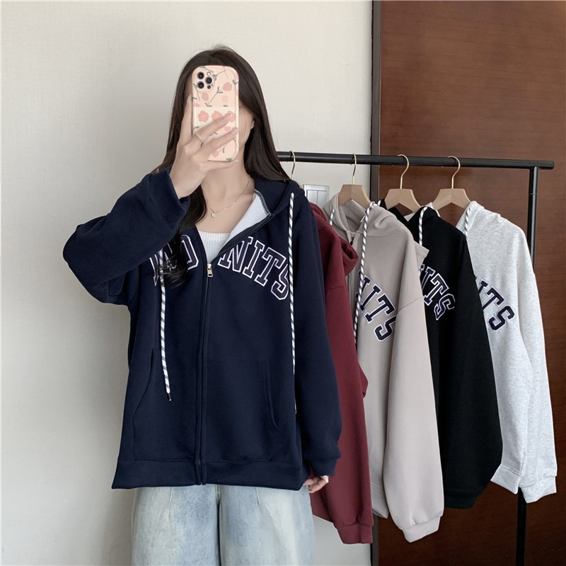 New Korean style ins hooded cardigan zipper sweatshirt jacket for women