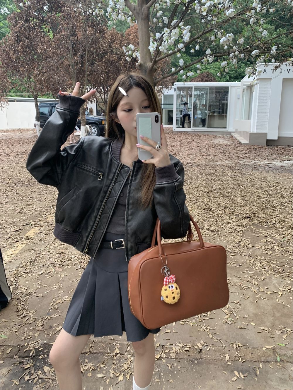 Three-label full-shoulder baseball leather jacket, versatile jacket
