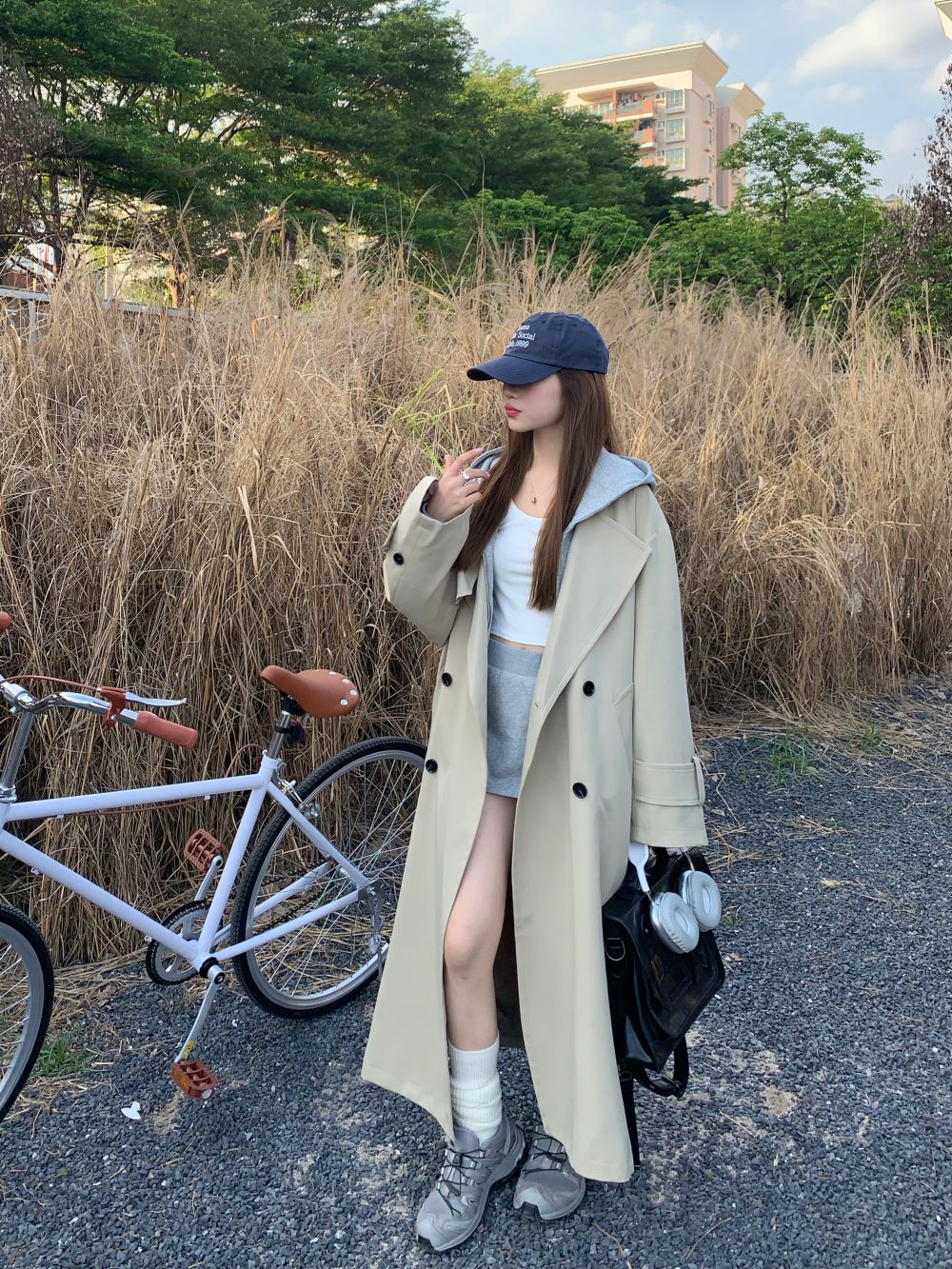 Three-label British-style high-end khaki windbreaker jacket