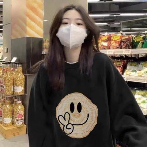 Harajuku BF thickened velvet pullover round neck sweatshirt for female students salt loose top autumn and winter coat lazy style