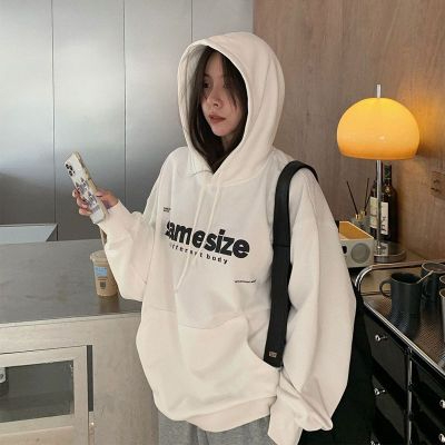 Autumn and winter velvet sweatshirt for women Korean style trendy student loose lazy style long-sleeved ins thickened top hooded jacket cec