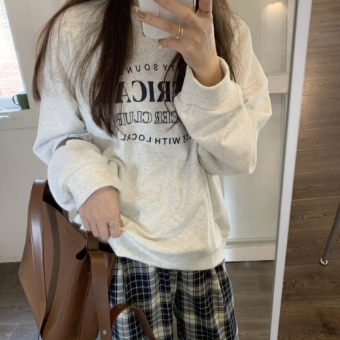 Harajuku BF thickened velvet pullover round neck sweatshirt for female students salt loose top autumn and winter coat lazy style