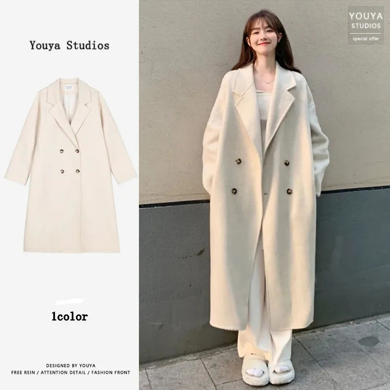 High-end woolen coat women's 2023 autumn and winter new woolen coat small Hepburn style Korean style