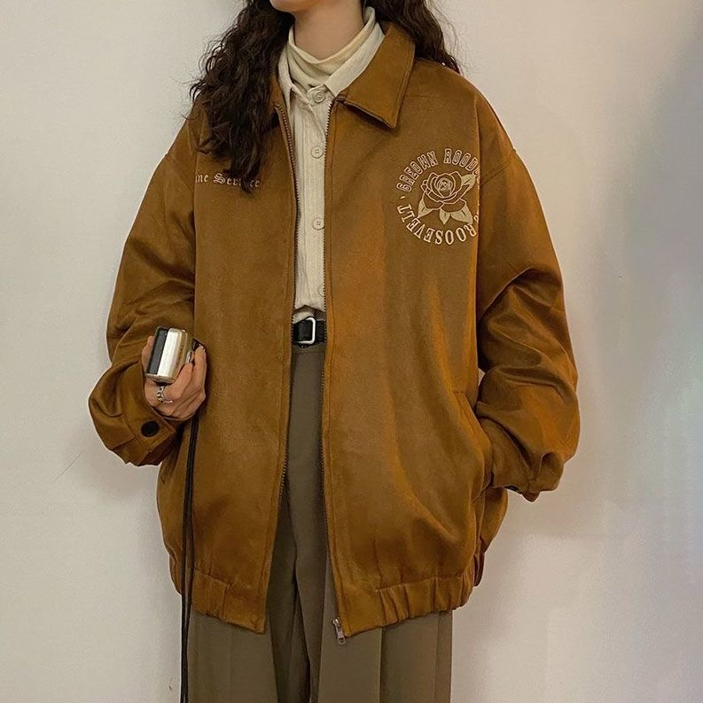 Hong Kong style retro baseball uniform jacket for female students autumn new popular temperament versatile jacket top trend