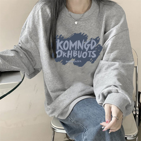 Harajuku BF thickened velvet pullover round neck sweatshirt for female students salt loose top autumn and winter coat lazy style