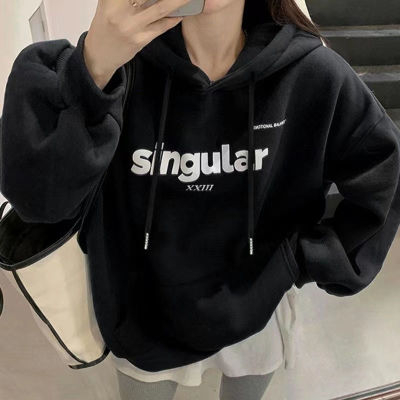 Autumn and winter velvet sweatshirt for women Korean style trendy student loose lazy style long-sleeved ins thickened top hooded jacket cec