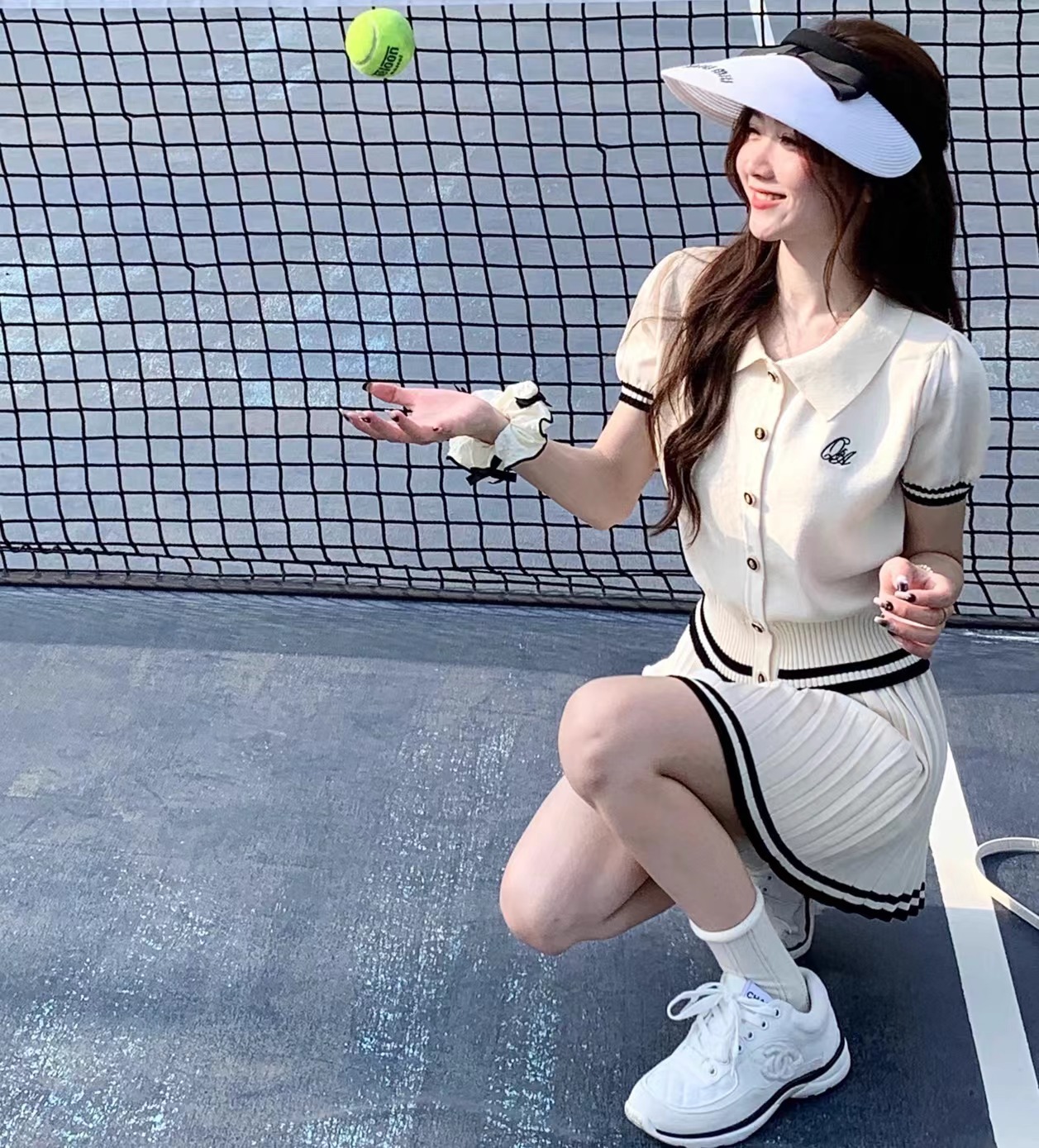Q women's home debate team school girl / college wind suit small man 2023 new summer dress polo shirt casual skirt