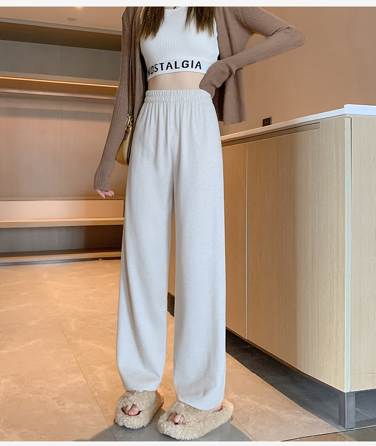 Chenille thin wide-leg pants for women spring, autumn and winter new straight loose casual drape corduroy pants