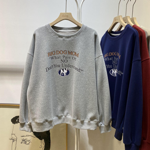 Harajuku BF thickened velvet pullover round neck sweatshirt for female students salt loose top autumn and winter coat lazy style