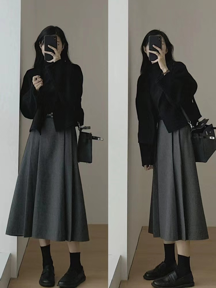 Hepburn style short woolen coat for women autumn and winter thickened small suit double-sided cashmere high-end woolen coat