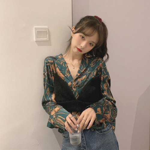 Early autumn new design sense shirt British style short pattern shirt female shirt two-piece suit top tide