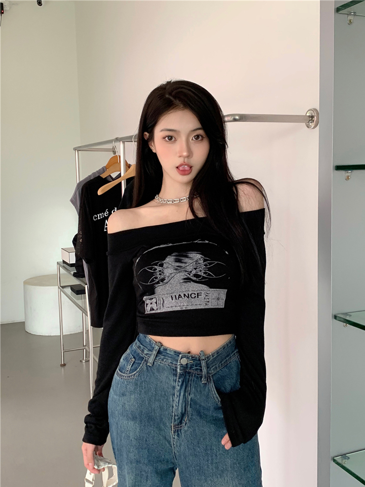Original late-model 260g hot girl one-shoulder inner wear women's short slim-fitting bottoming shirt top