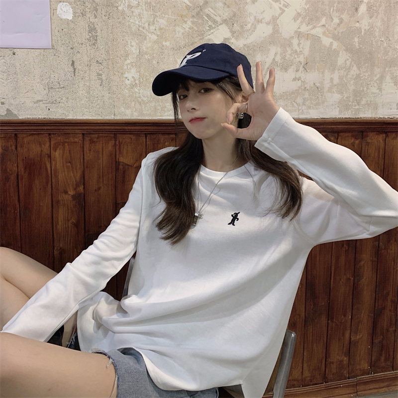 Ammonia velvet autumn wear brushed slit thickened long-sleeved T-shirt women's bottoming shirt
