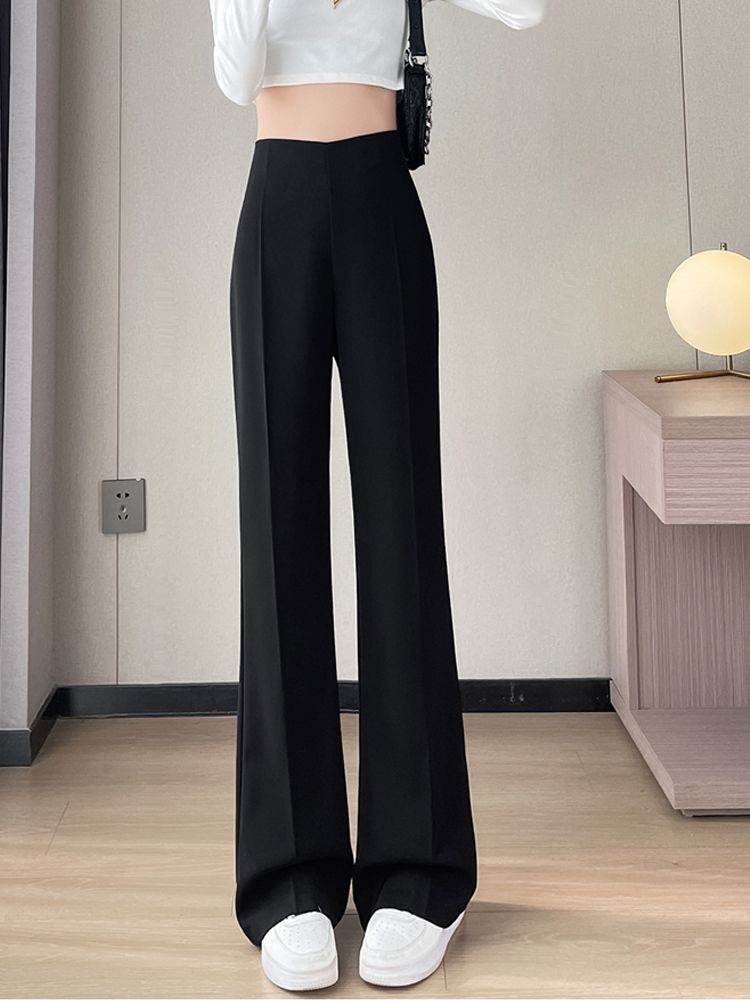 Casual wide-leg pants for women autumn and winter thin 2023 new high-waist drape straight-leg slightly flared suit pants for small people