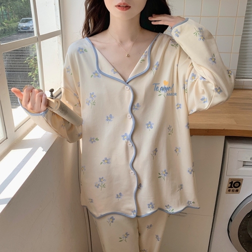 Aishang Internet celebrity same style pajamas women's autumn long-sleeved new spring, autumn and winter models sweet home service suit
