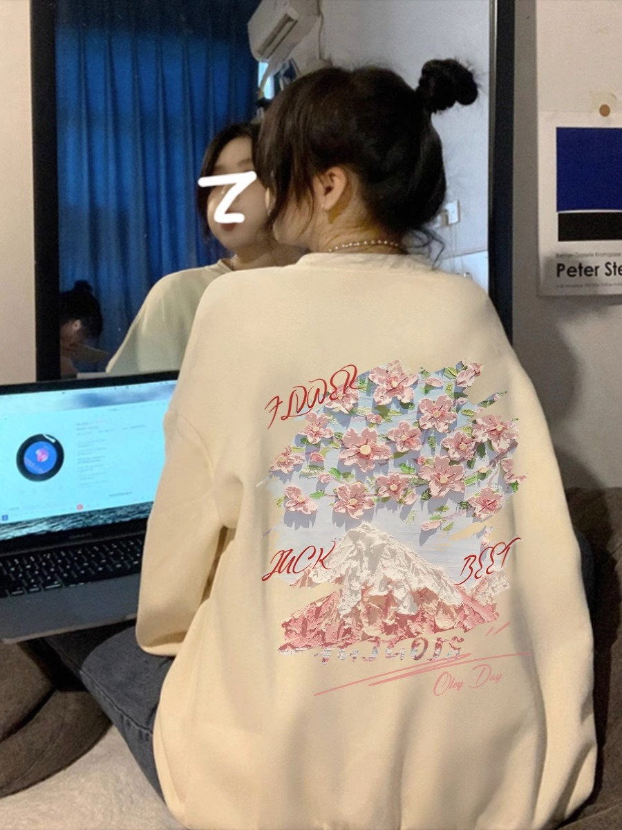 Anti-cotton Huamian composite milk silk 300g silver fox velvet 400g round neck sweater women