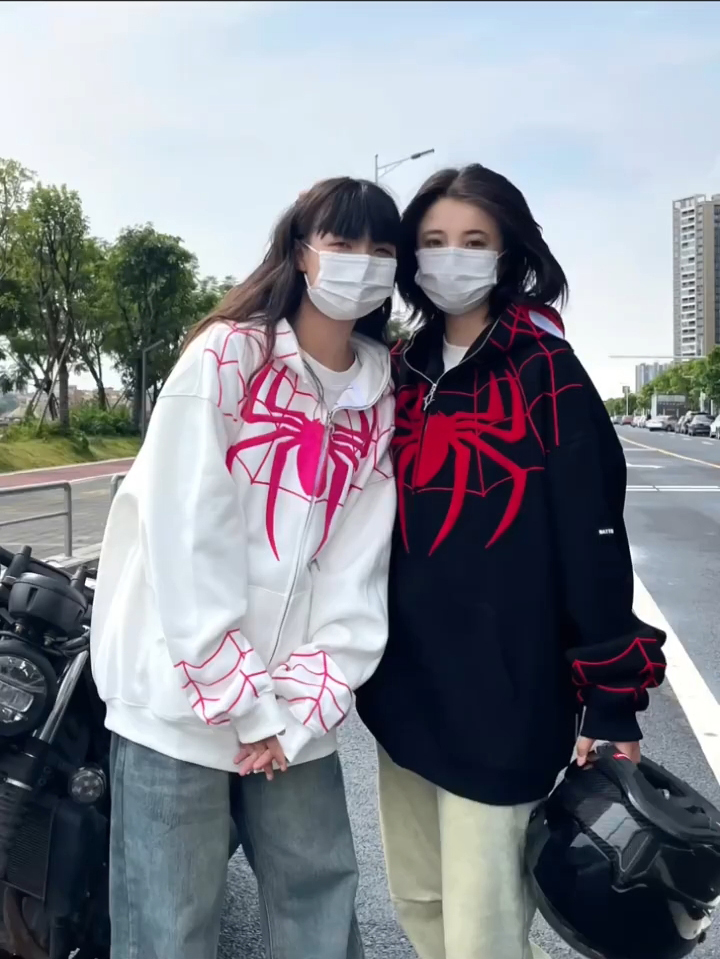 Double-layered hood with back collar, no ball cotton thread, Chinese cotton composite 310g thin sweatshirt for women, whole piece embroidery