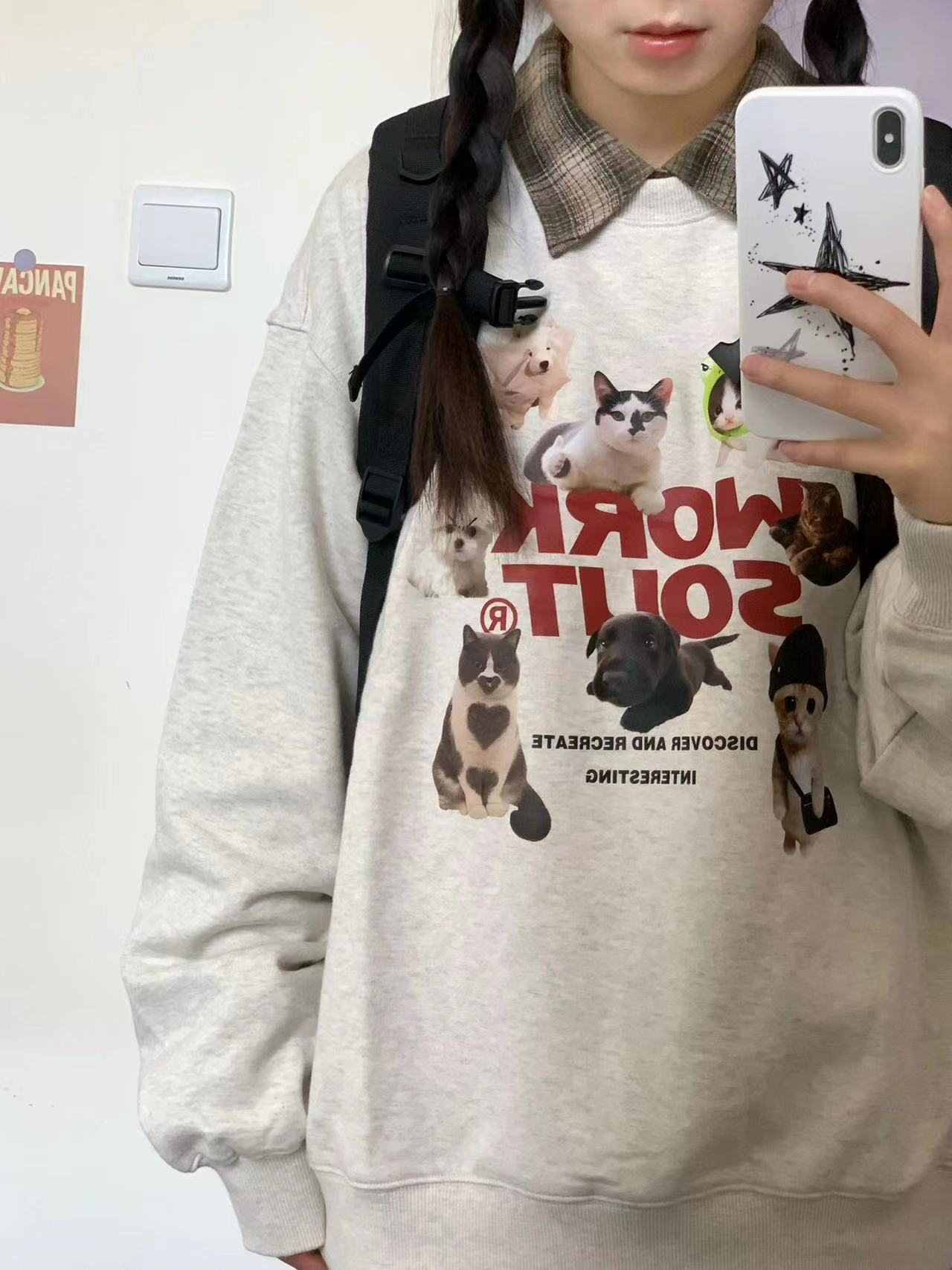 Anti-cotton Huamian composite milk silk 300g silver fox velvet 400g round neck sweater women