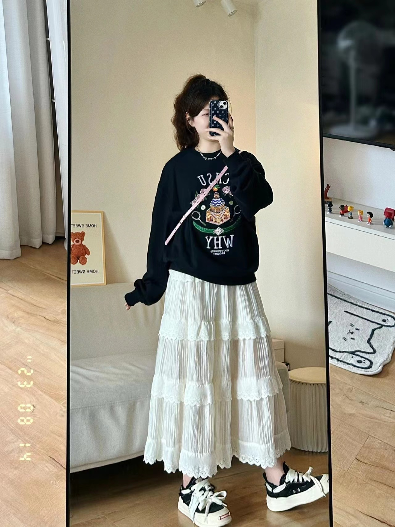 Anti-cotton Huamian composite milk silk 300g silver fox velvet 400g round neck sweater women