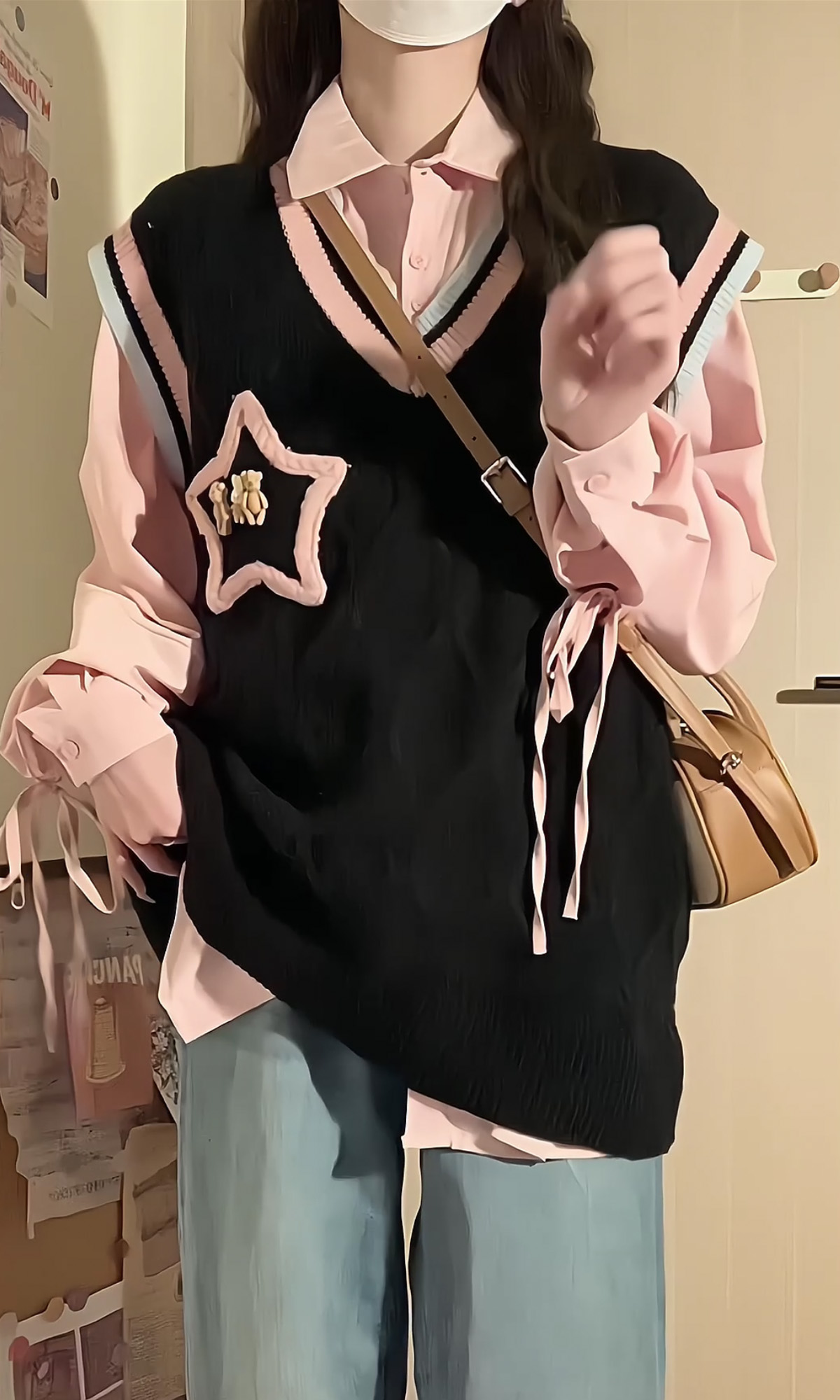 American college style suit knitted vest for women autumn loose lazy style salt style light mature sweater