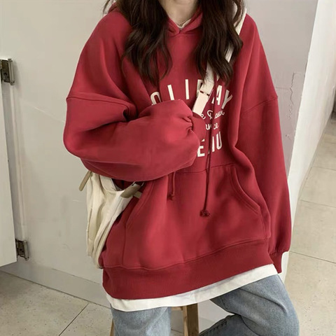 Hooded sweatshirt for women, autumn and winter new Korean version, loose and super popular jacket, versatile student tops