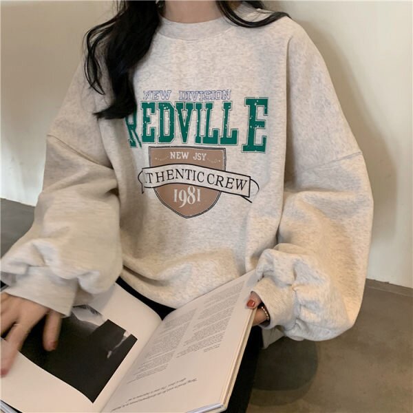 Loose round neck thin long-sleeved sweatshirt women's trendy 2023 autumn new Korean style student jacket top