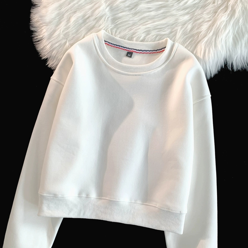 Official photo ~ Tmall quality Chinese cotton composite milk silk back collar short sweatshirt for women thin