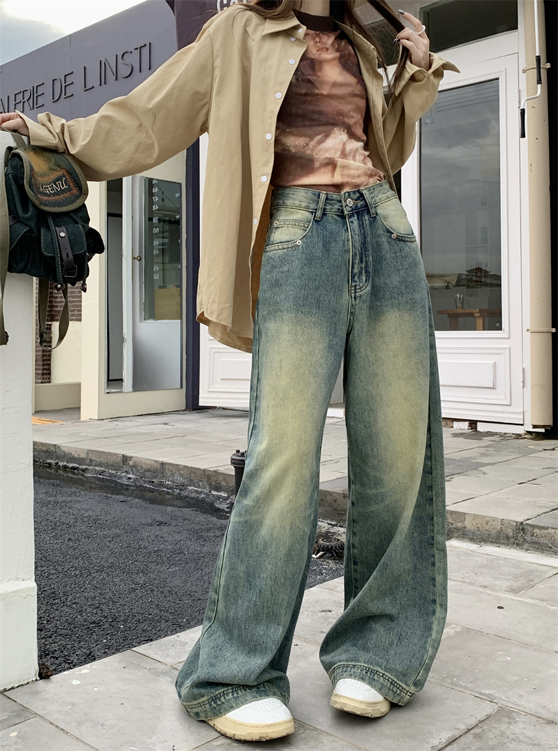 Autumn New Loose High Waisted Wide Leg Slim Jeans for Women