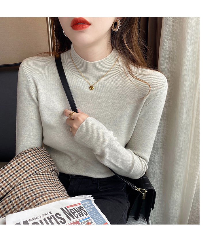 Women's knitted sweater half turtleneck bottoming shirt with autumn and winter style sweater 2023 new high-end early autumn top