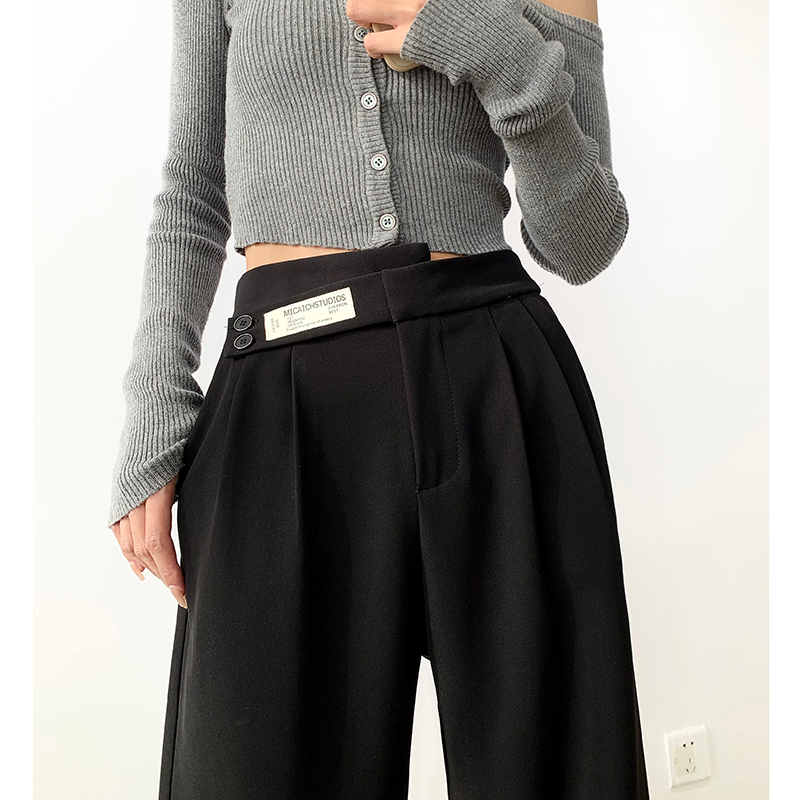 Suit pants for women in spring and autumn, high-waisted, loose, casual, loose, slim, straight-leg pants, drapey floor-length wide-leg trousers for women
