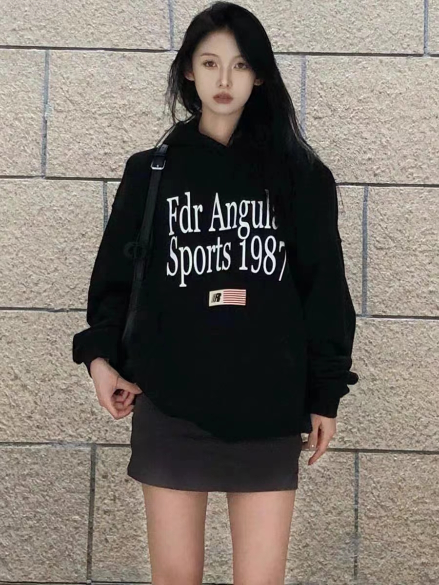 Thin Chinese cotton milk silk plus velvet Chinese cotton silver fox velvet printed sweatshirt women's hooded simple high-end top