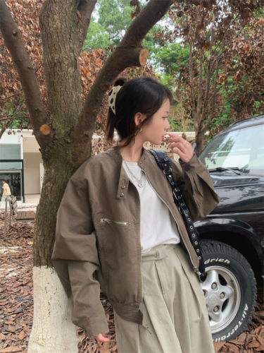 New autumn clothing Korean style slim versatile zipper jacket top work jacket for women