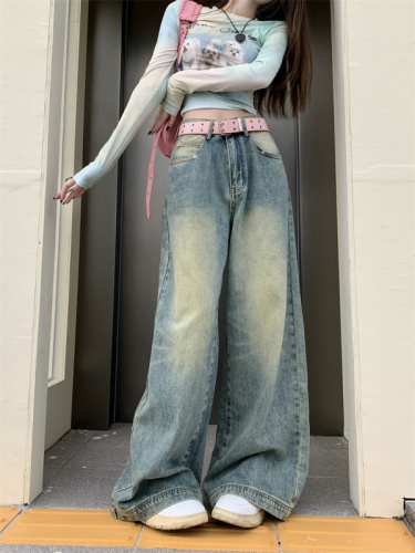 Autumn New Loose High Waisted Wide Leg Slim Jeans for Women