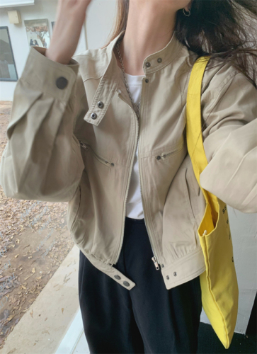 New autumn clothing Korean style slim versatile zipper jacket top work jacket for women