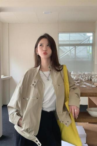 New autumn clothing Korean style slim versatile zipper jacket top work jacket for women