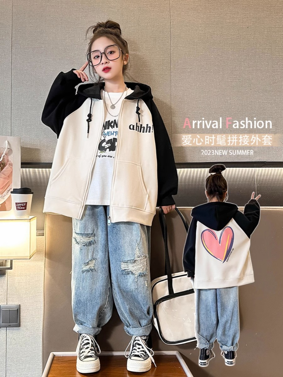 Girls' coats spring and autumn 2023 new style fashionable children's autumn clothes
