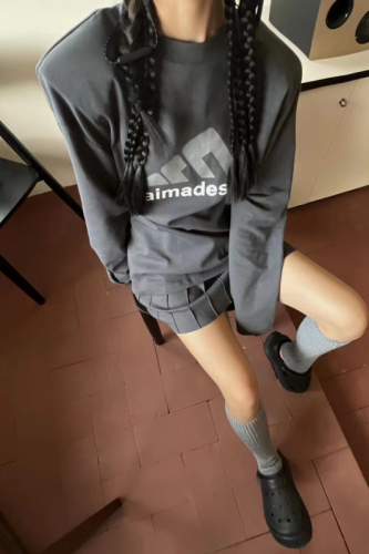 Early autumn new style Korean letter printing trendy brand loose and versatile fashionable shoulder pad long-sleeved T-shirt for women ins trend