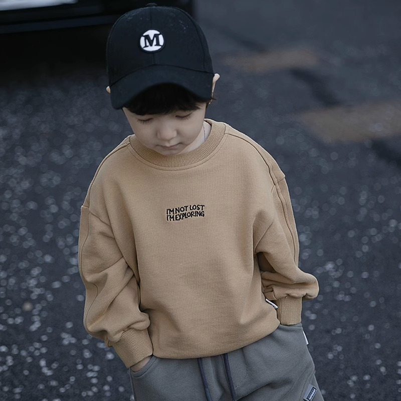 Pure cotton Chinese cotton composite milk silk new thickened sweatshirt for middle and large children