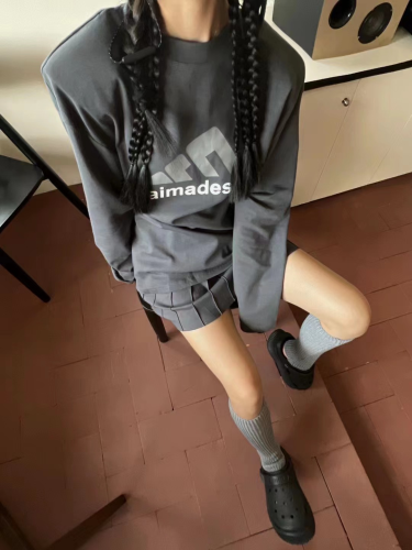 Early autumn new style Korean letter printing trendy brand loose and versatile fashionable shoulder pad long-sleeved T-shirt for women ins trend