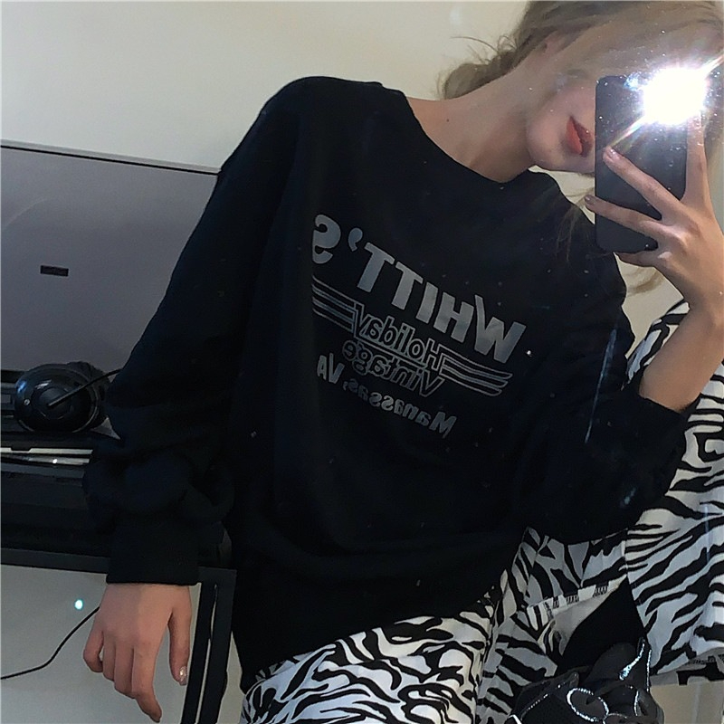 Fashionable ultra-hot thin sweatshirt Korean style simple college style autumn new versatile loose pullover long-sleeved top trendy
