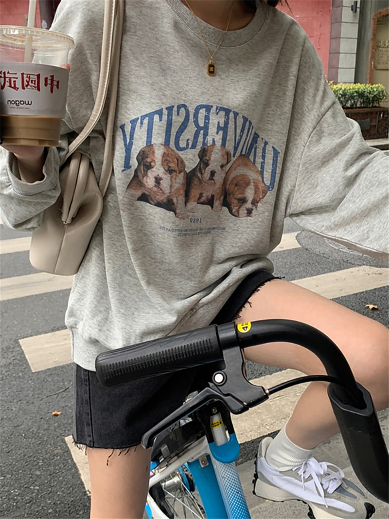 Super hot cec sweatshirt for women spring and autumn Korean version oversize hooded thin jacket ins trendy student loose top