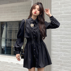 Cool Silk Cotton + Dalan 2023 Autumn New Shirt Skirt Korean Style Design Slim Waist Puffy Look Slim and Western Style