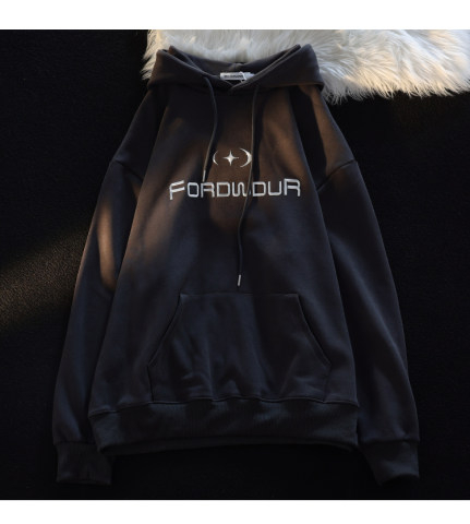 Autumn and winter velvet sweatshirt for women Korean style trendy student loose lazy style long-sleeved ins thickened top hooded jacket cec