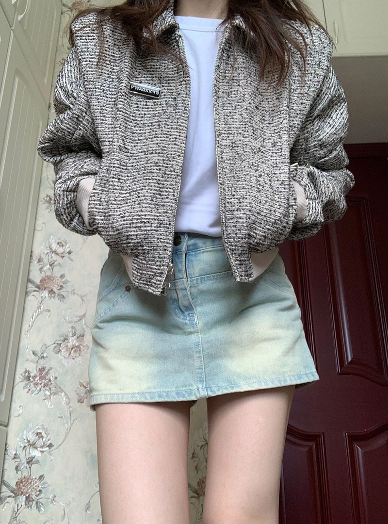 Official photo Hong Kong style small fragrance style baseball uniform for women spring and autumn short style high-end temperament casual versatile cardigan jacket trendy
