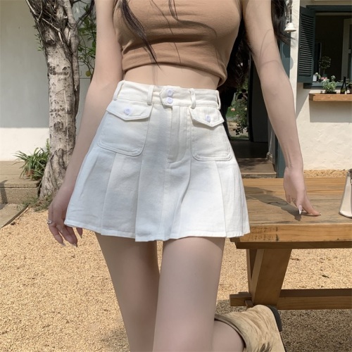 Real shot real price new sexy hot girl design sense niche high waist thin all-match short pleated skirt