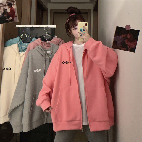 Vintage style cardigan jacket sweatshirt women's trendy ins spring and autumn thin section Korean style street loose Harajuku lazy cec student