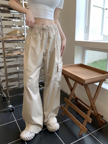 American retro street hottie parachute pants, loose and lazy high-waisted wide-leg casual overalls