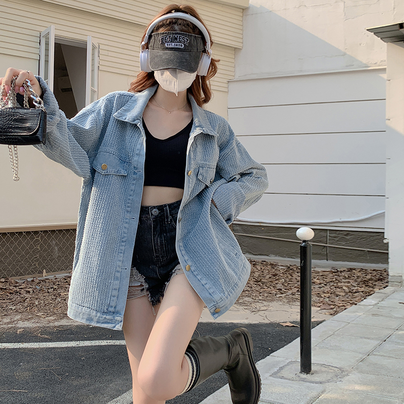 ~Denim jacket women's 2023 autumn new Korean version ins retro niche design jacket top