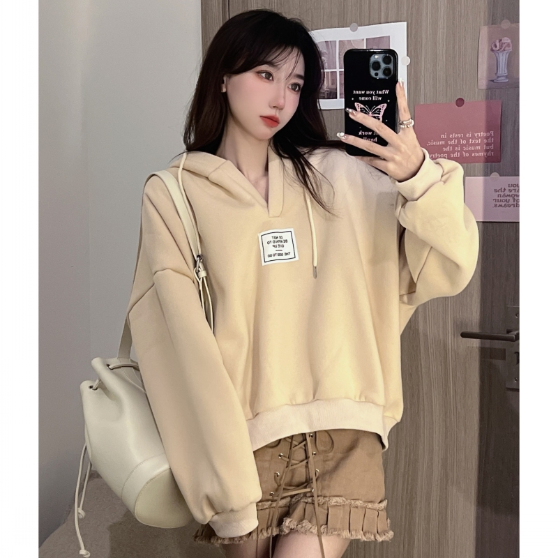 Big fish scale autumn Korean style new hooded sweatshirt for women loose large version